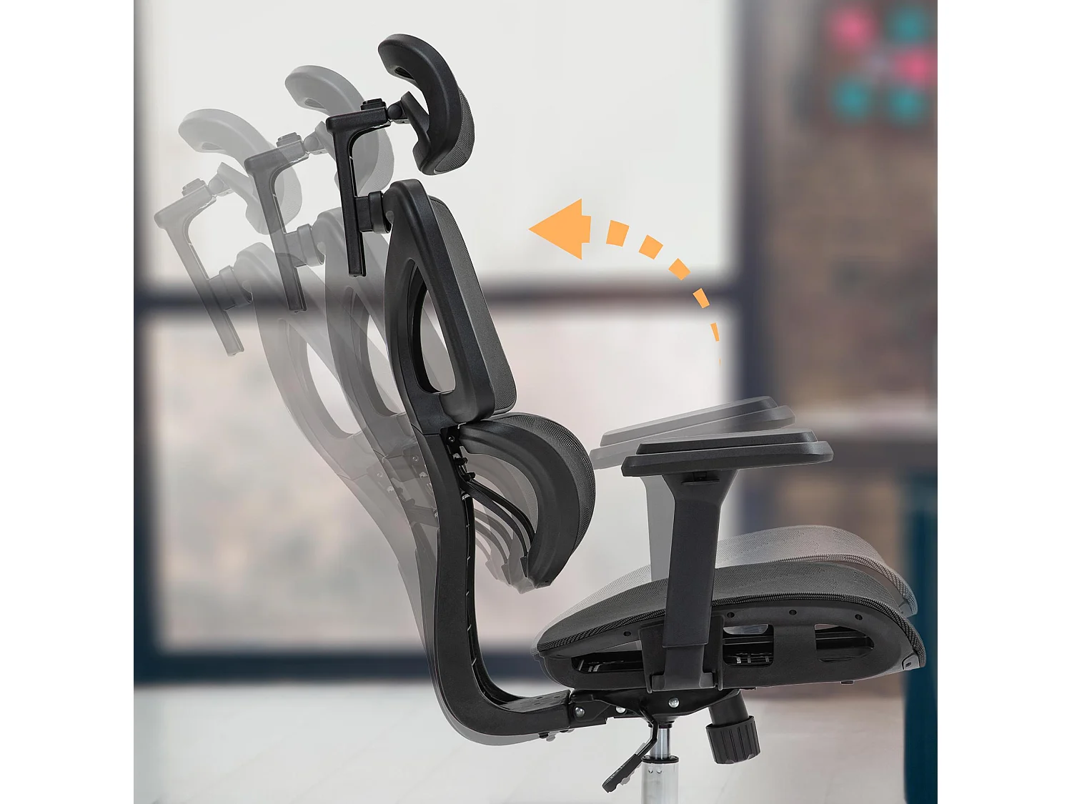 Chaise de bureau - Tissu en maille & Plastique - Noir - Deshler