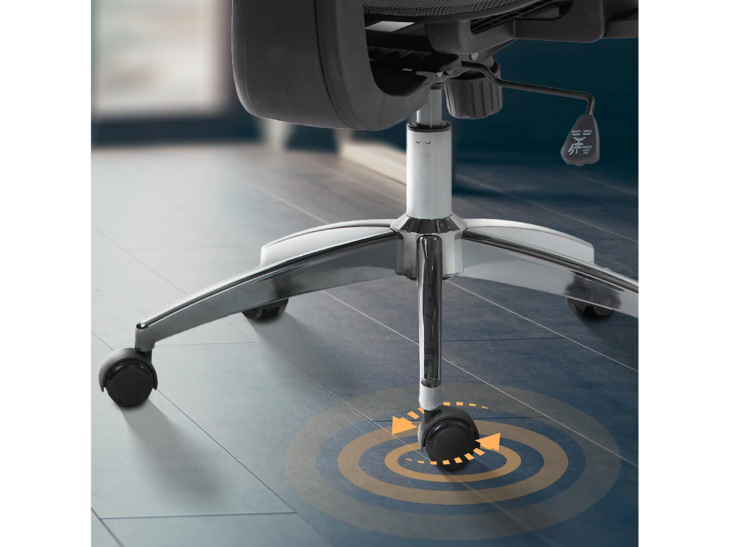 Chaise de bureau - Tissu en maille & Plastique - Noir - Deshler