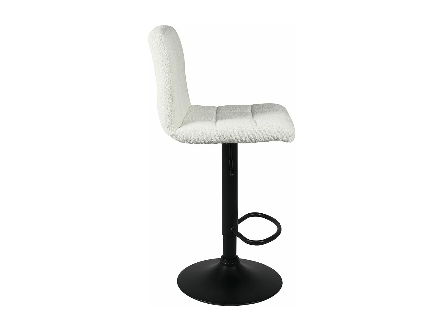 Lot 2 chaises de bar siège tissu bouclette matelassé rembourré hauteur réglable pivotant SIVAN (Blanc noir)