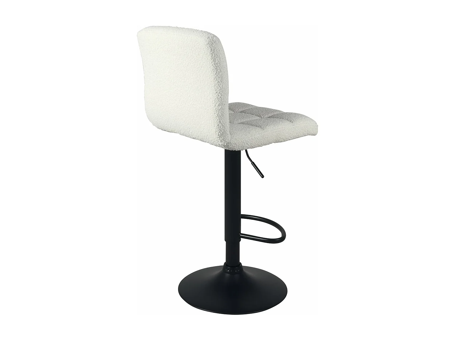 Lot 2 chaises de bar siège tissu bouclette matelassé rembourré hauteur réglable pivotant SIVAN (Blanc noir)