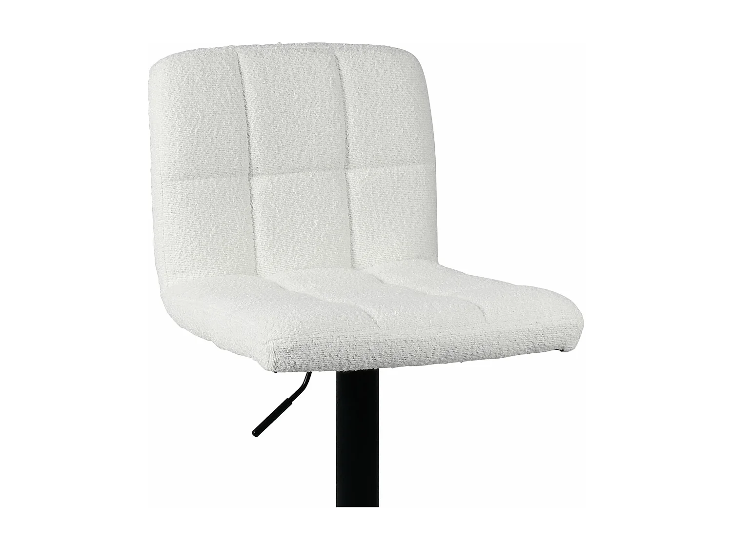 Lot 2 chaises de bar siège tissu bouclette matelassé rembourré hauteur réglable pivotant SIVAN (Blanc noir)