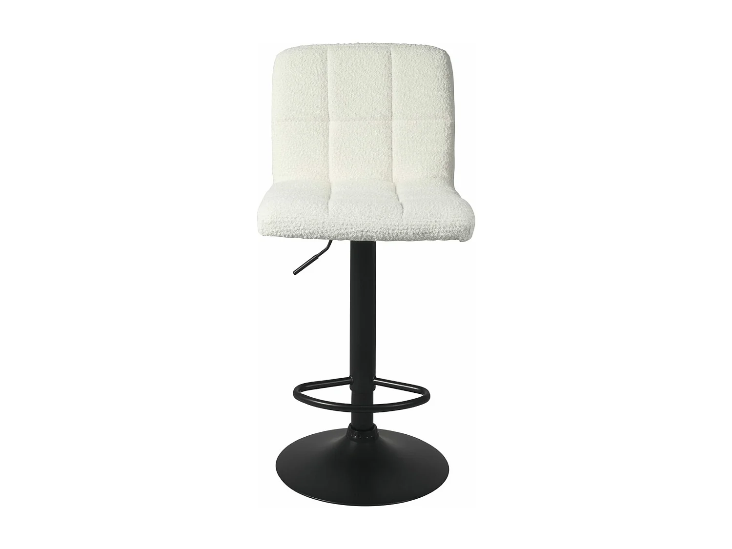Lot 2 chaises de bar siège tissu bouclette matelassé rembourré hauteur réglable pivotant SIVAN (Blanc noir)