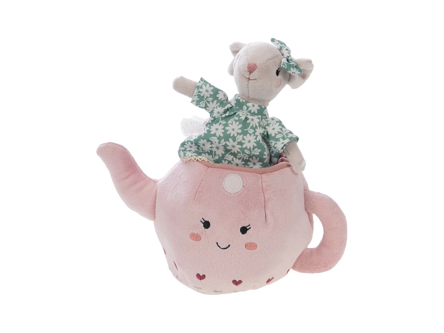 Peluche théière Mme. Potts rose 18x22x13cm