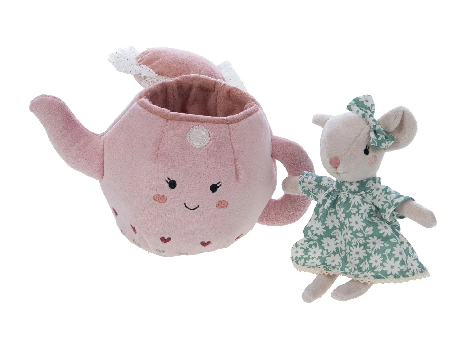 Peluche théière Mme. Potts rose 18x22x13cm