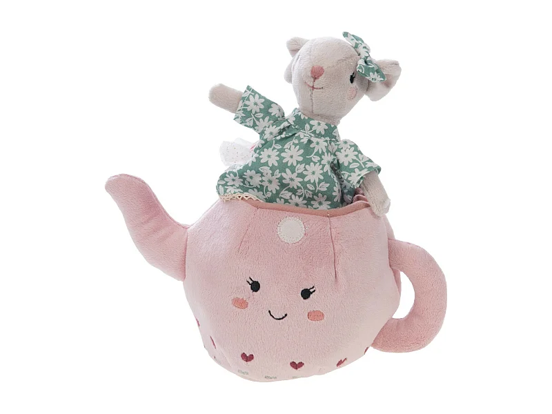 Peluche théière Mme. Potts rose 18x22x13cm