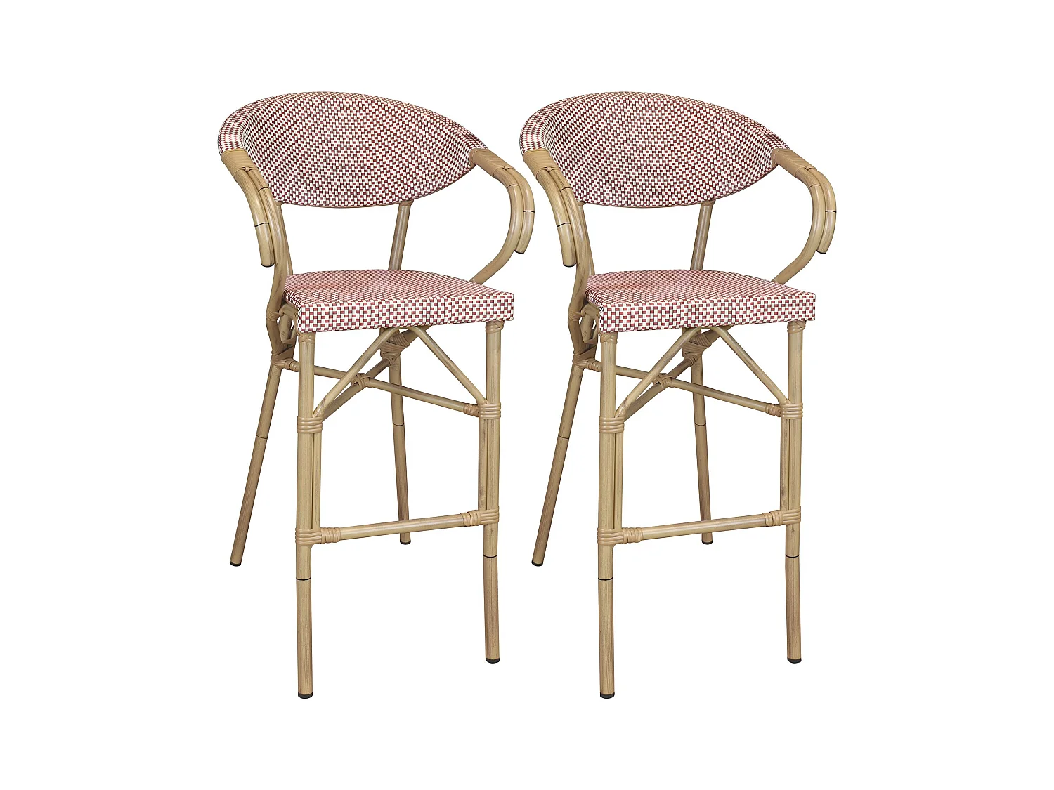 Now's Home - Lot De 2 Fauteuils De Bar Exterieur En Textilene Rouge