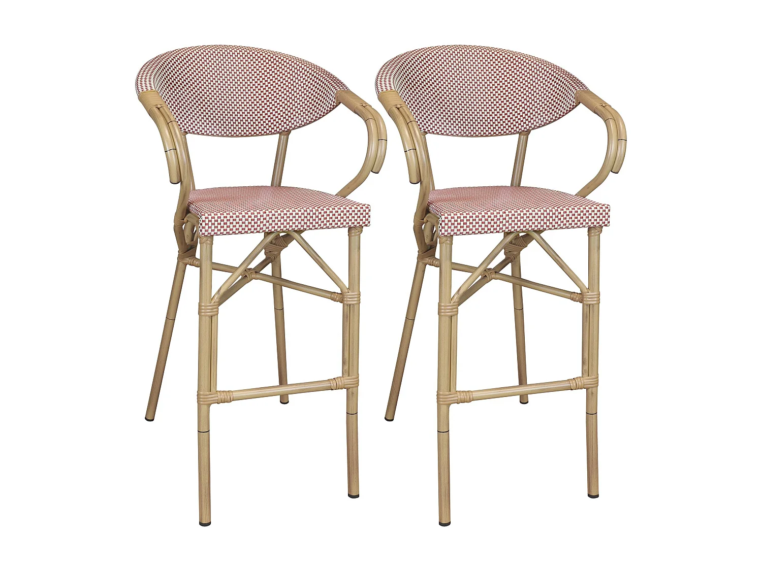 Now's Home - Lot De 2 Fauteuils De Bar Exterieur En Textilene Rouge