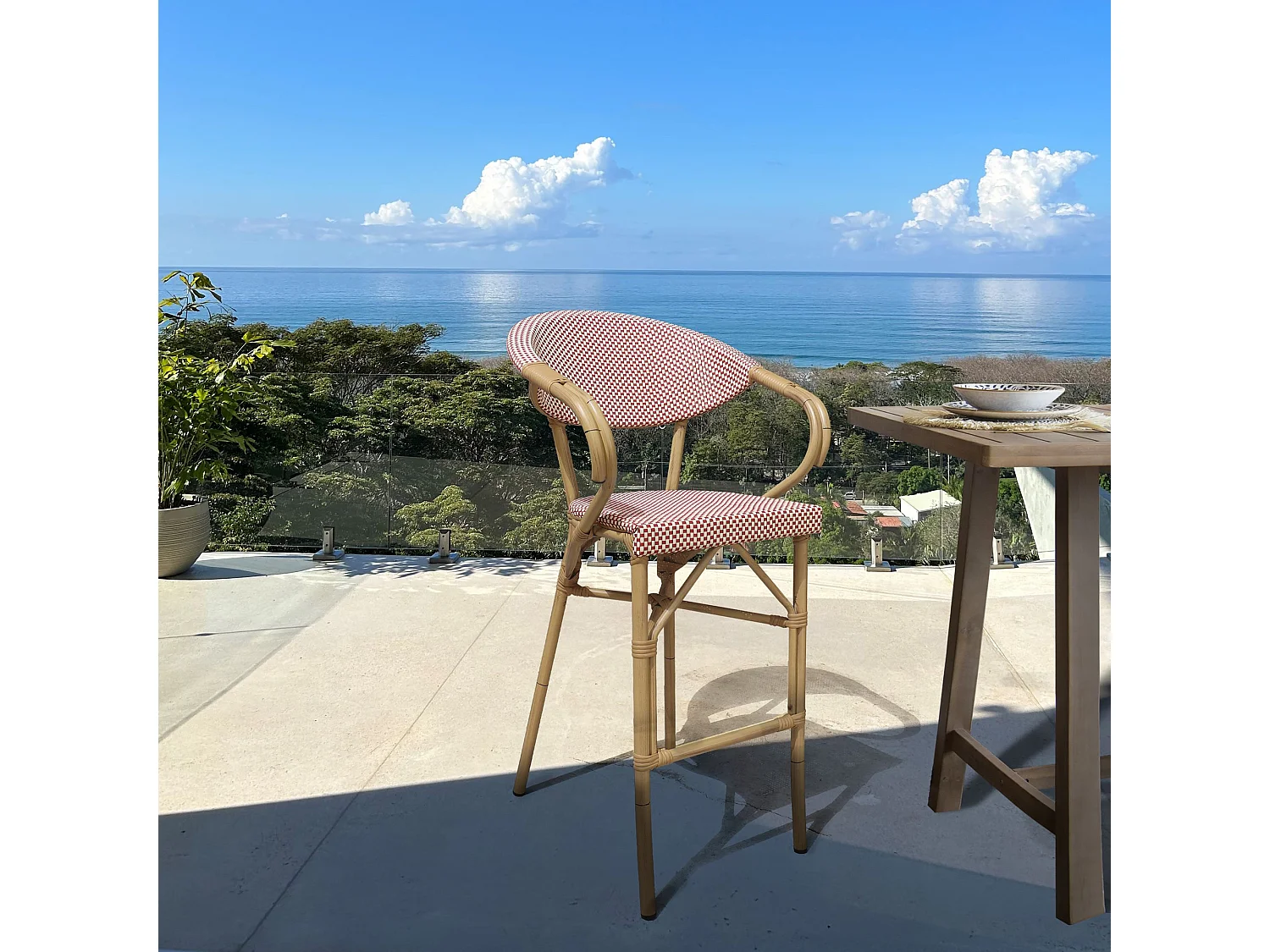 Now's Home - Lot De 2 Fauteuils De Bar Exterieur En Textilene Rouge