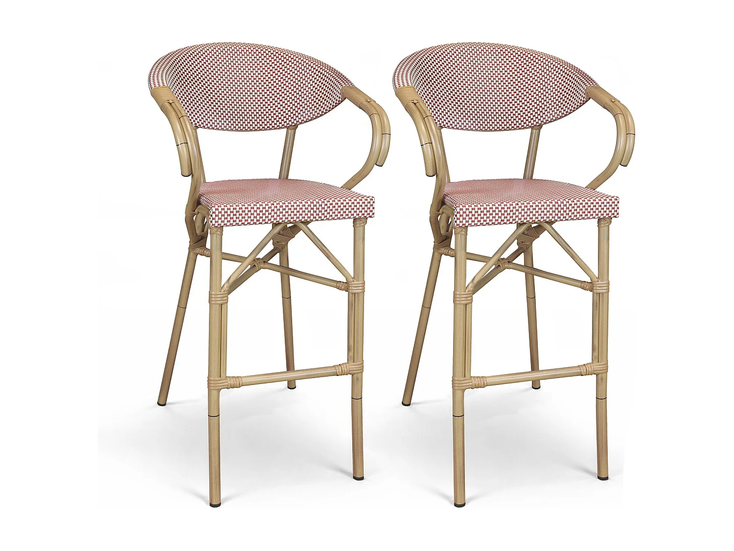 Now's Home - Lot De 2 Fauteuils De Bar Exterieur En Textilene Rouge