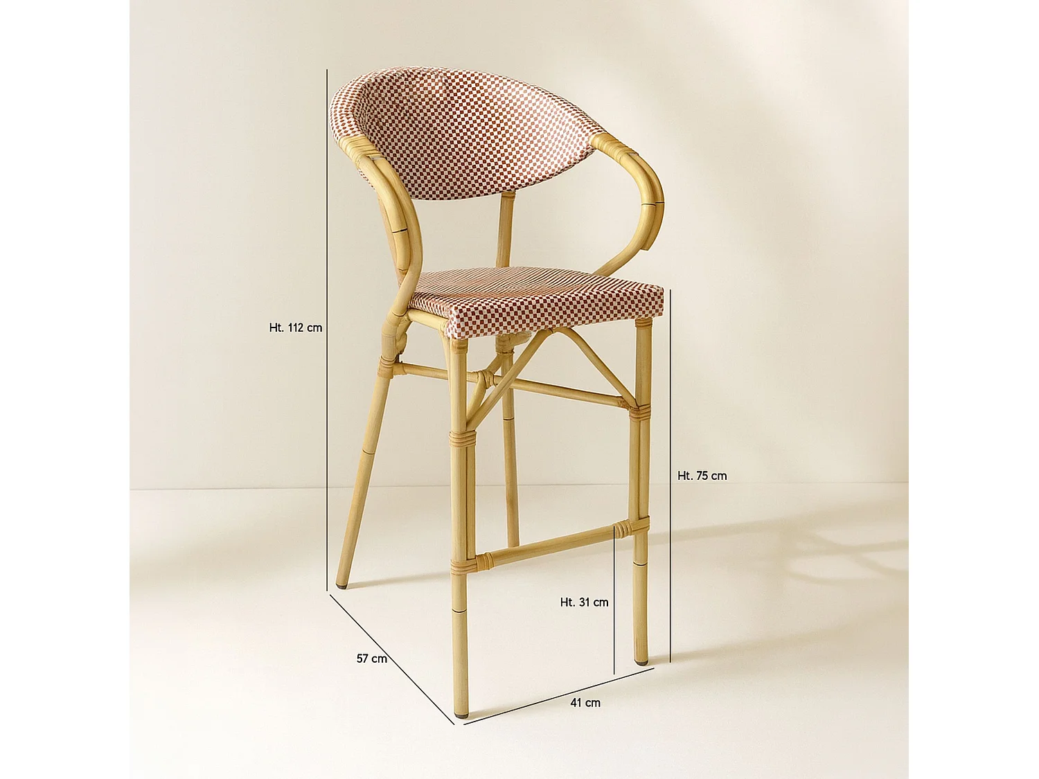 Now's Home - Lot De 2 Fauteuils De Bar Extérieur En Textilène Rouge