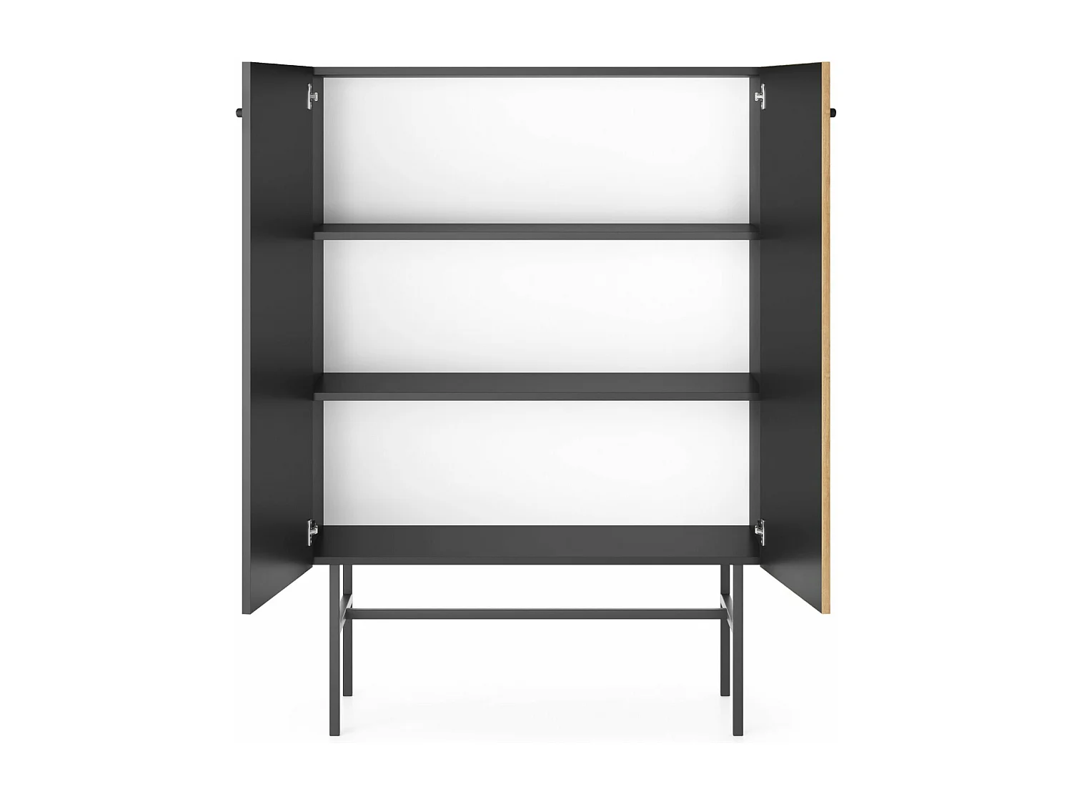 Buffet haut 2 portes - 93 cm - noir / aspect chêne clair - DIVENOS