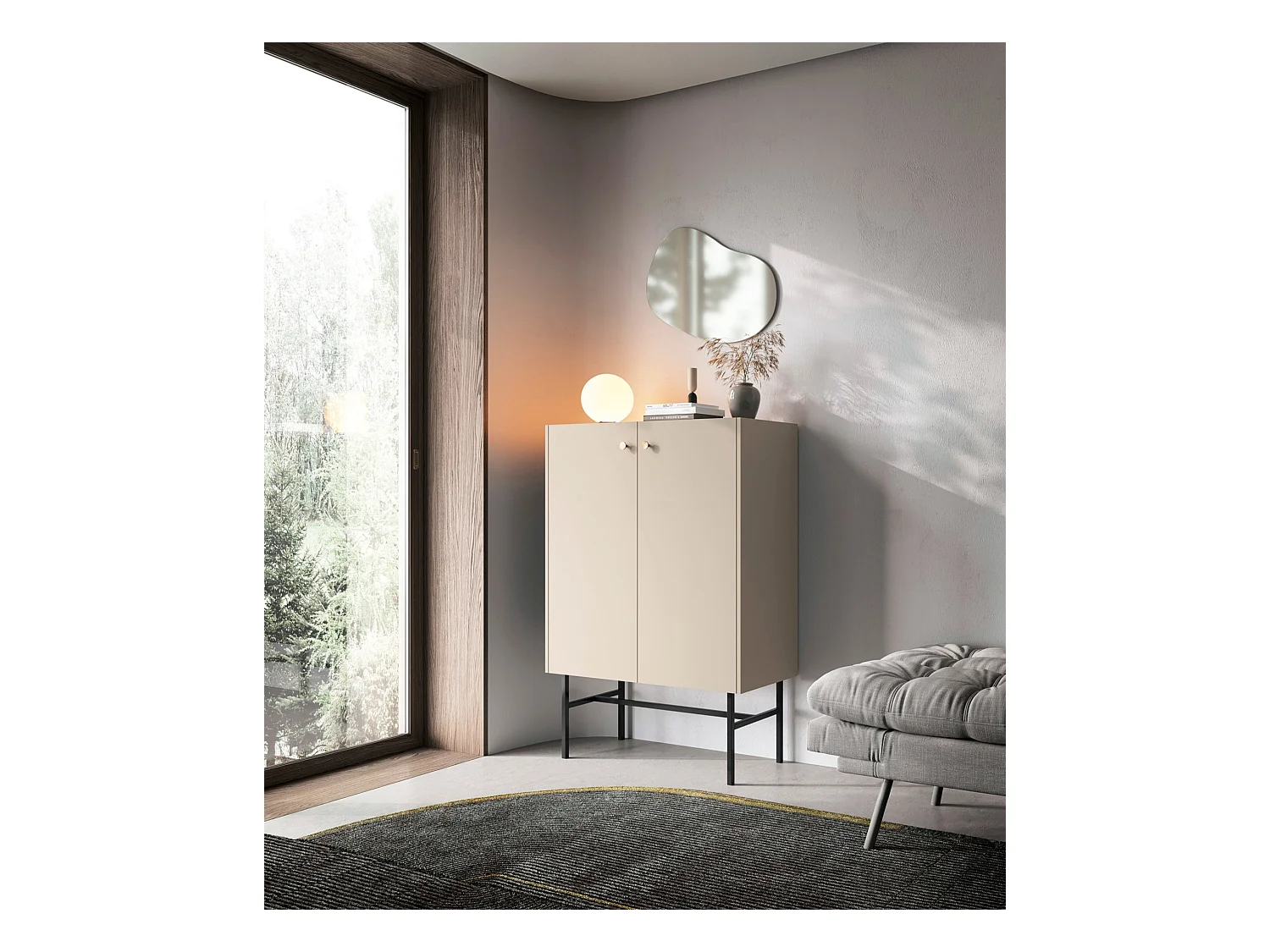 Buffet haut 2 portes - 93 cm - grège - DIVENOS