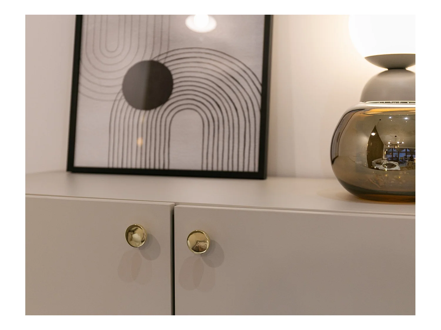 Buffet haut 2 portes - 93 cm - grège - DIVENOS