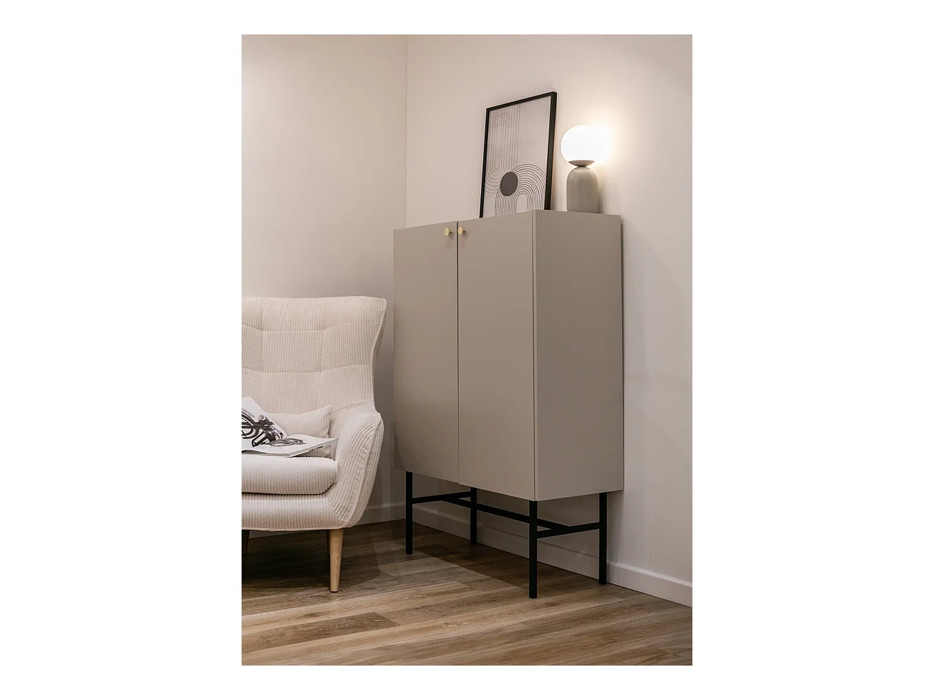 Buffet haut 2 portes - 93 cm - grège - DIVENOS