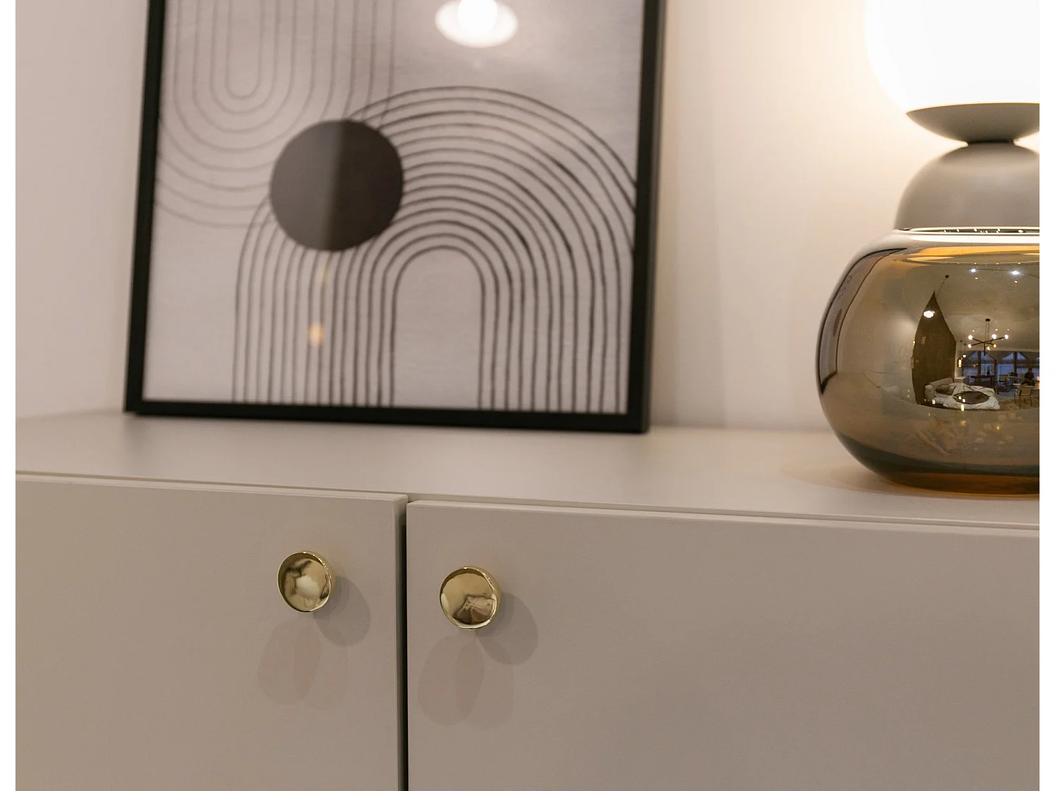 Buffet haut 2 portes - 93 cm - grège - DIVENOS