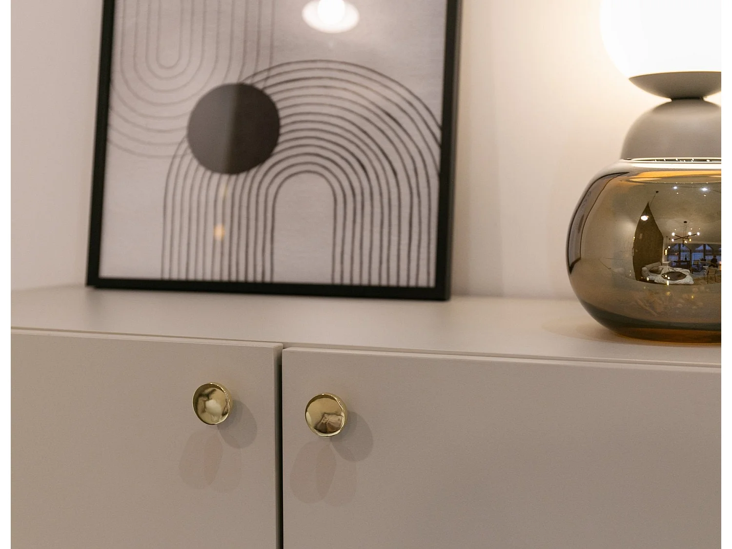 Buffet haut 2 portes - 93 cm - grège - DIVENOS