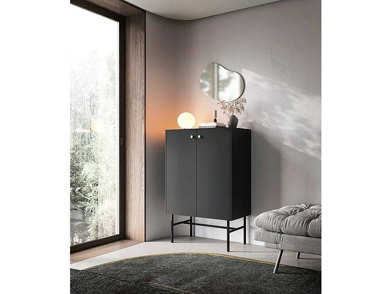 Buffet haut 2 portes - 93 cm - noir - DIVENOS