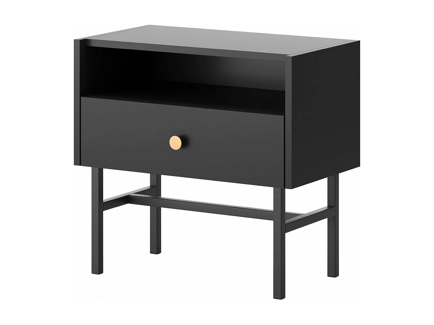 Nachttisch mit Schublade - Schwarz - 54 cm - DIVENOS