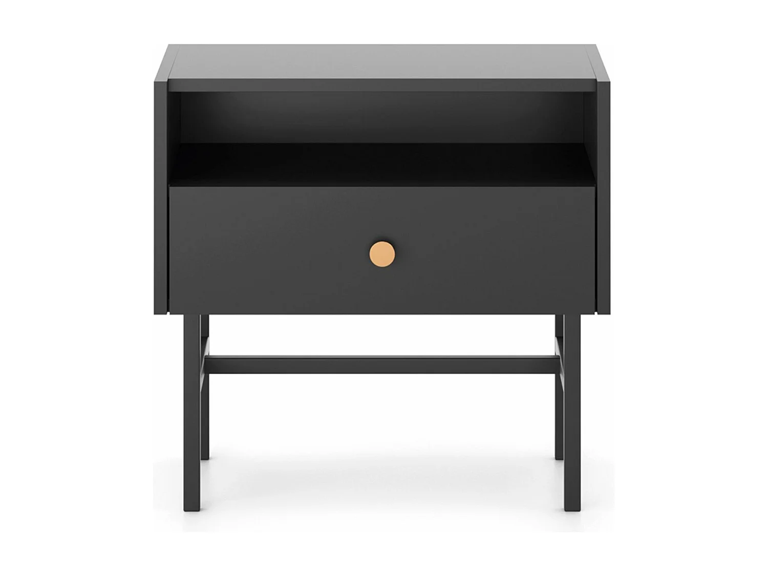 Comodino - 54 cm - con cassetto - nero - DIVENOS