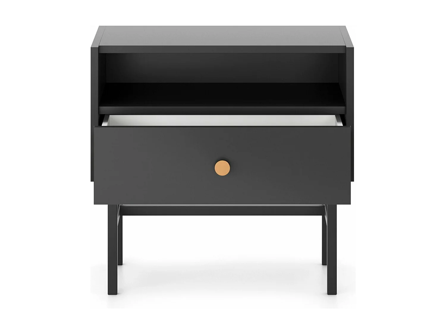 Comodino - 54 cm - con cassetto - nero - DIVENOS