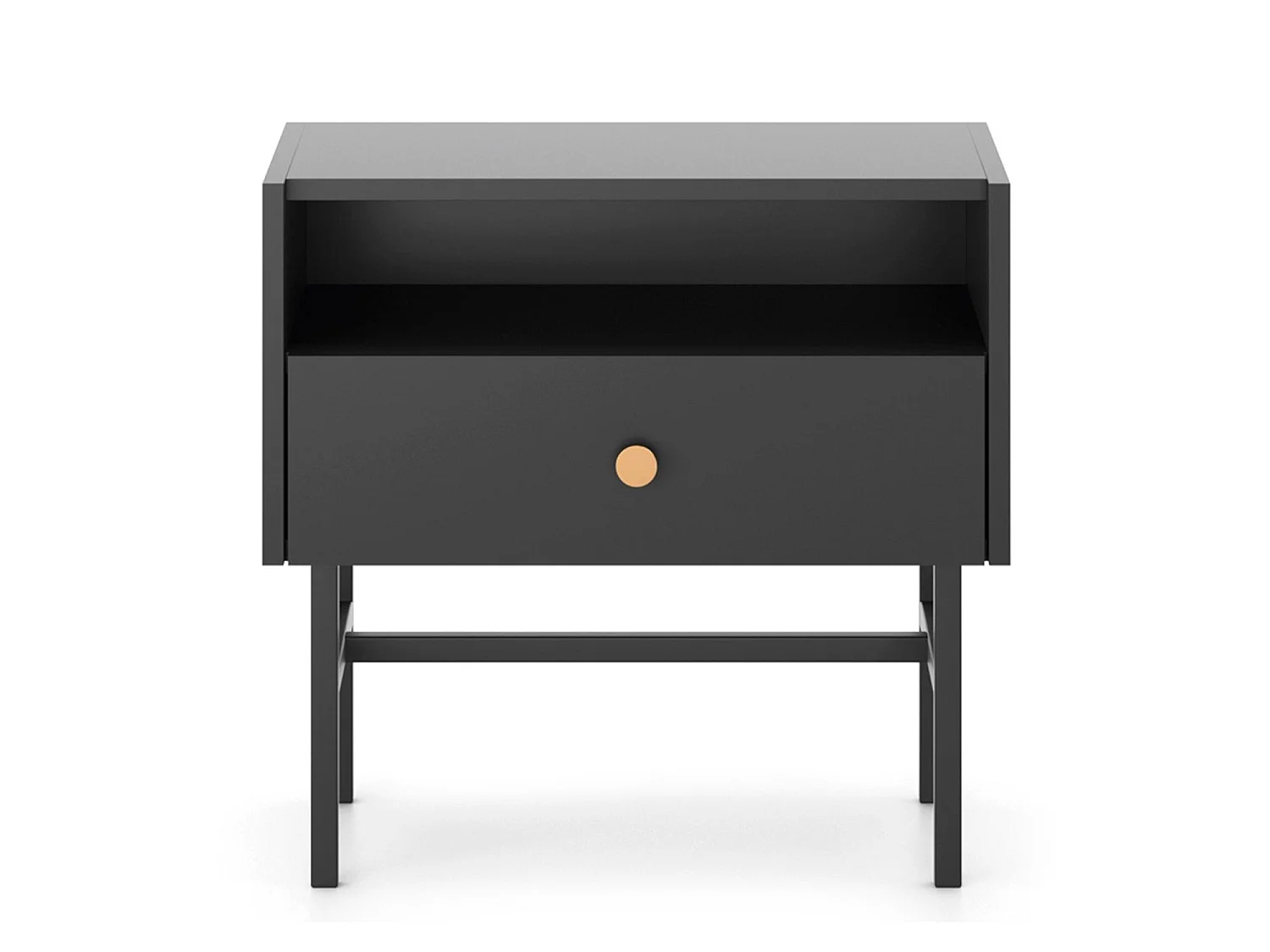 Comodino - 54 cm - con cassetto - nero - DIVENOS