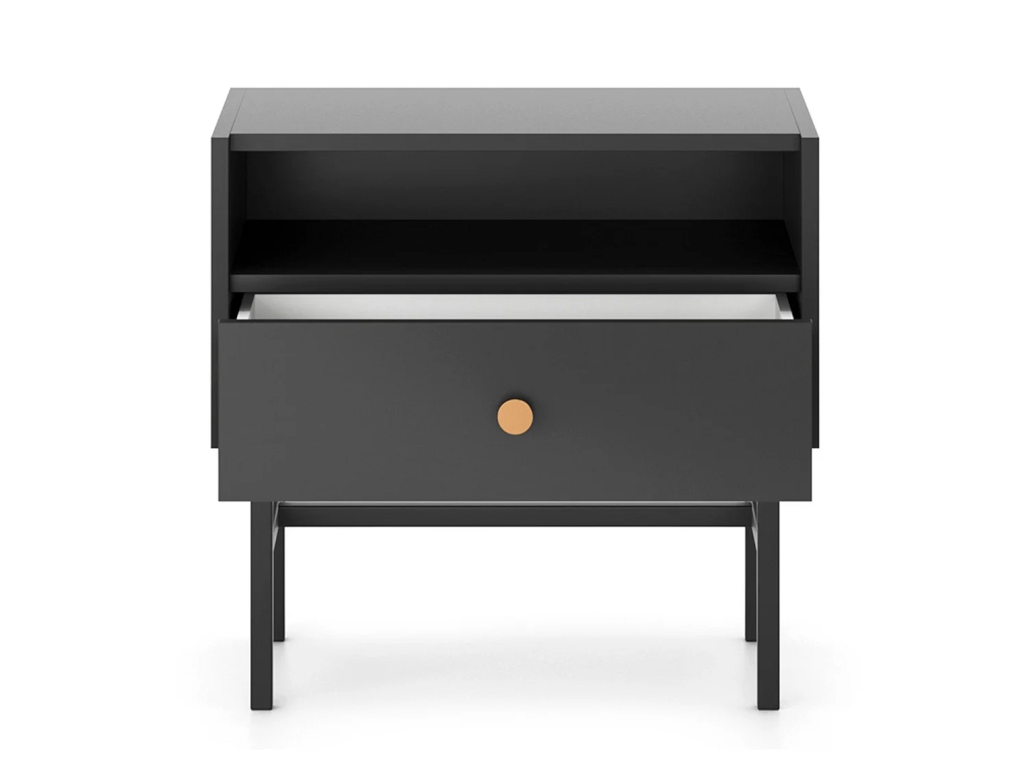 Comodino - 54 cm - con cassetto - nero - DIVENOS