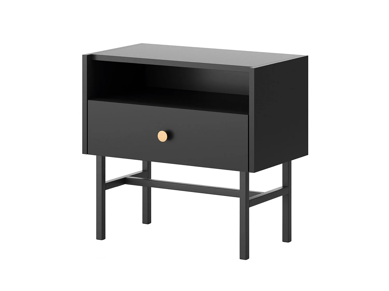 Comodino - 54 cm - con cassetto - nero - DIVENOS