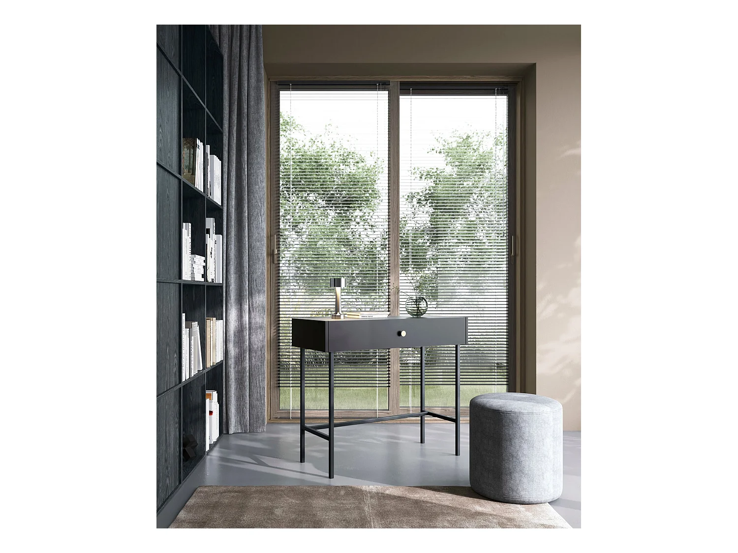 Coiffeuse - avec tiroir - 93 cm - noir - DIVENOS