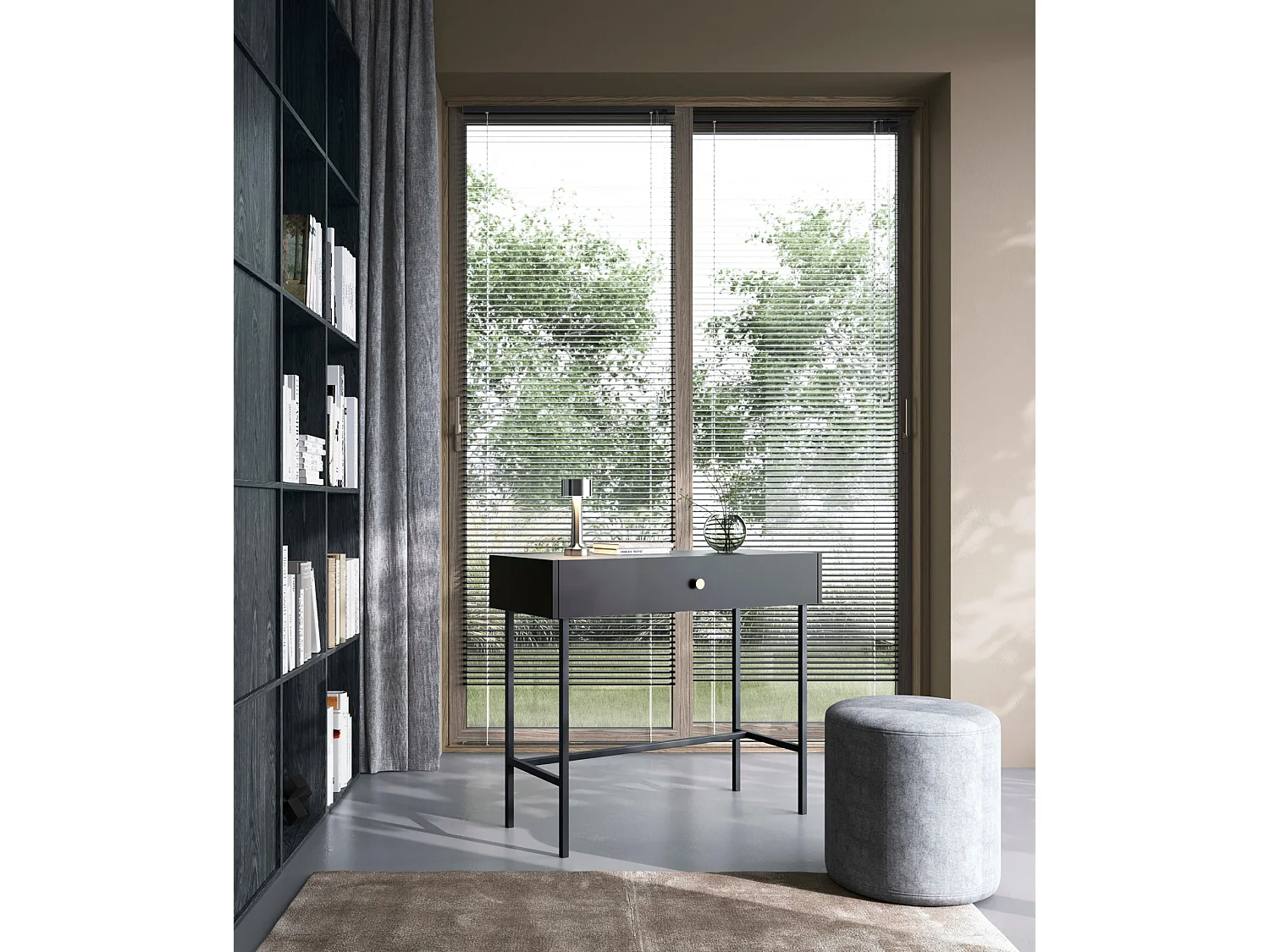 Coiffeuse - avec tiroir - 93 cm - noir - DIVENOS