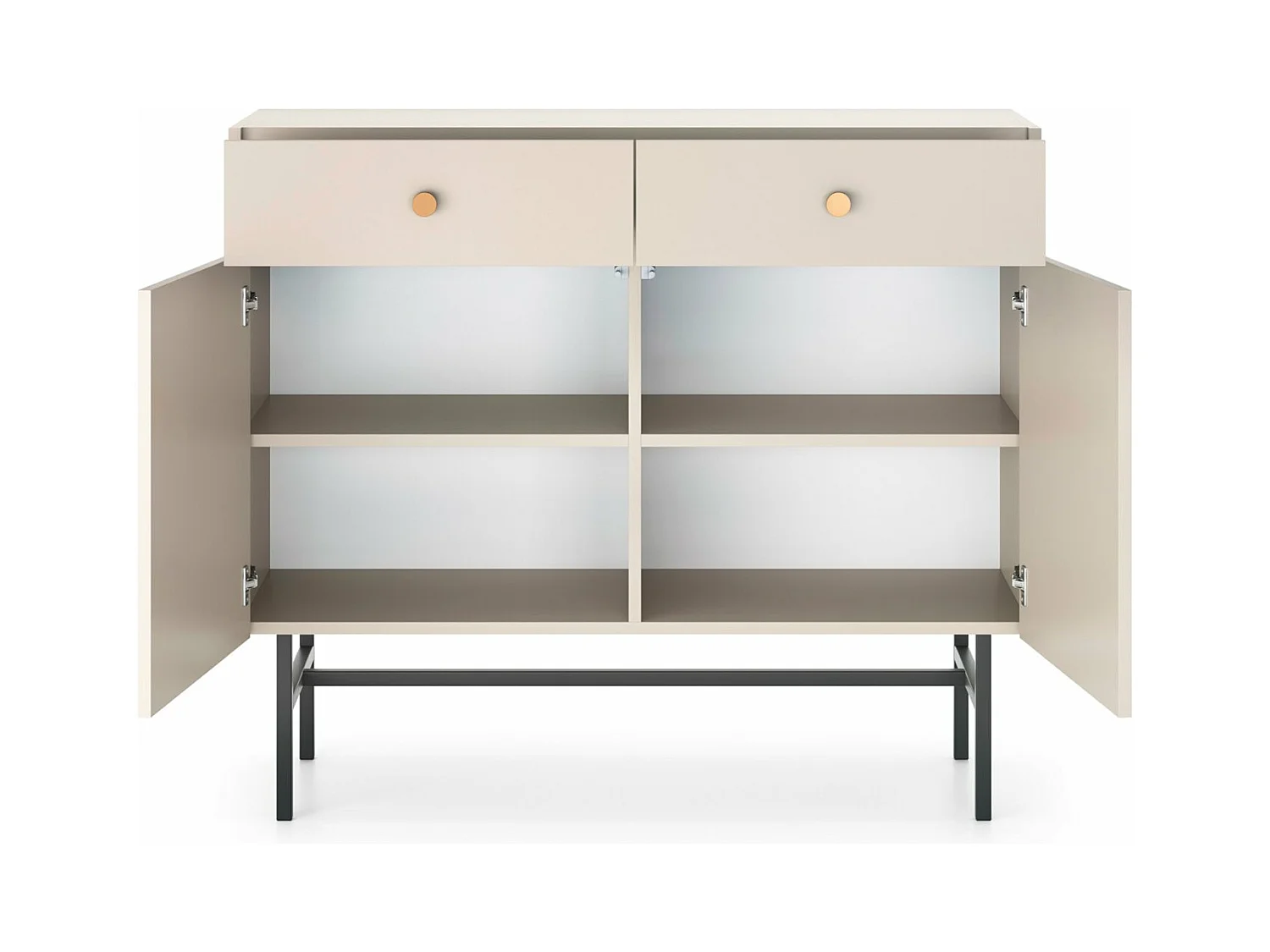 Buffet 2 portes - 2 tiroirs - 104 cm - grège - DIVENOS