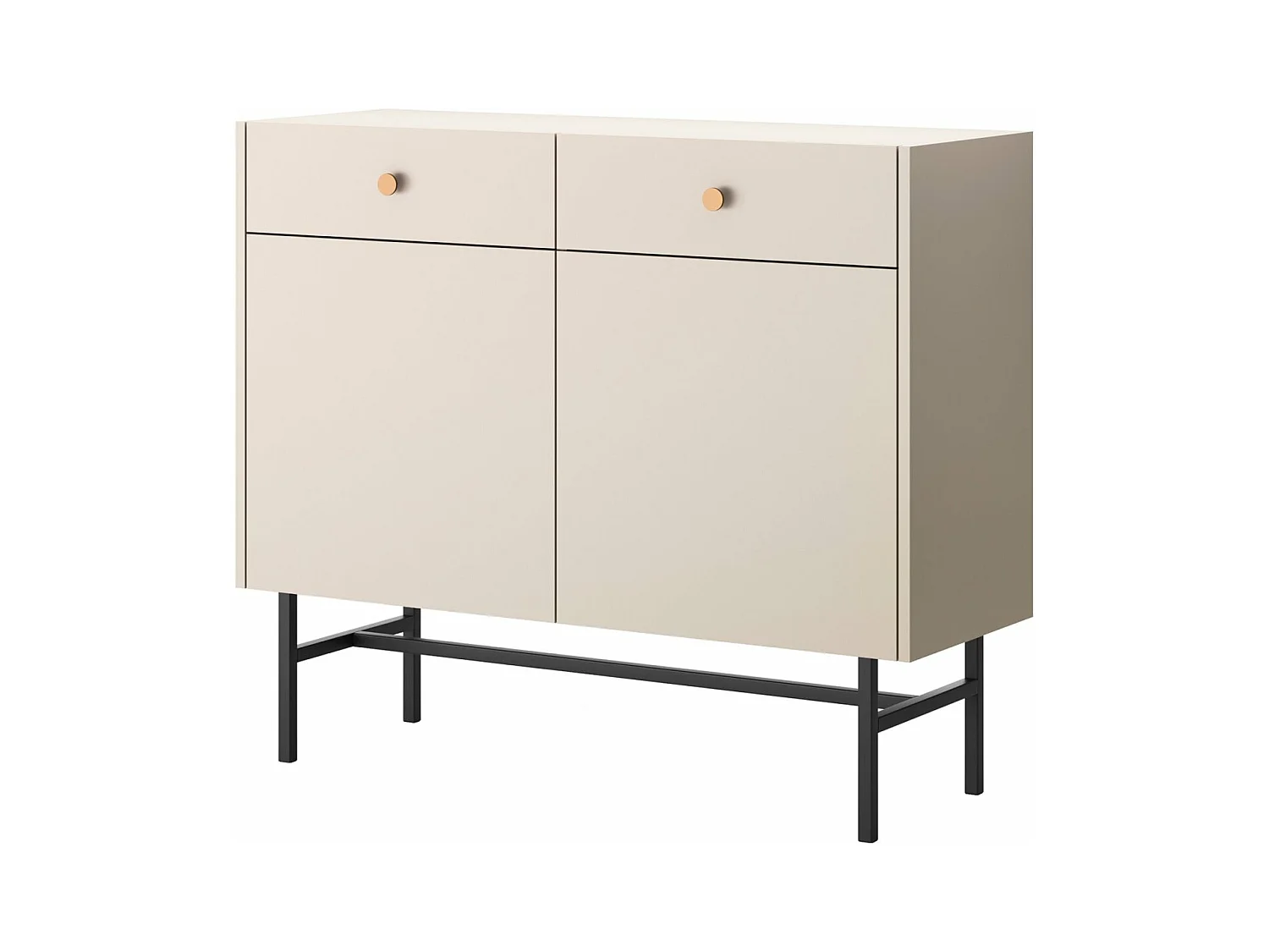 Buffet 2 portes - 2 tiroirs - 104 cm - grège - DIVENOS