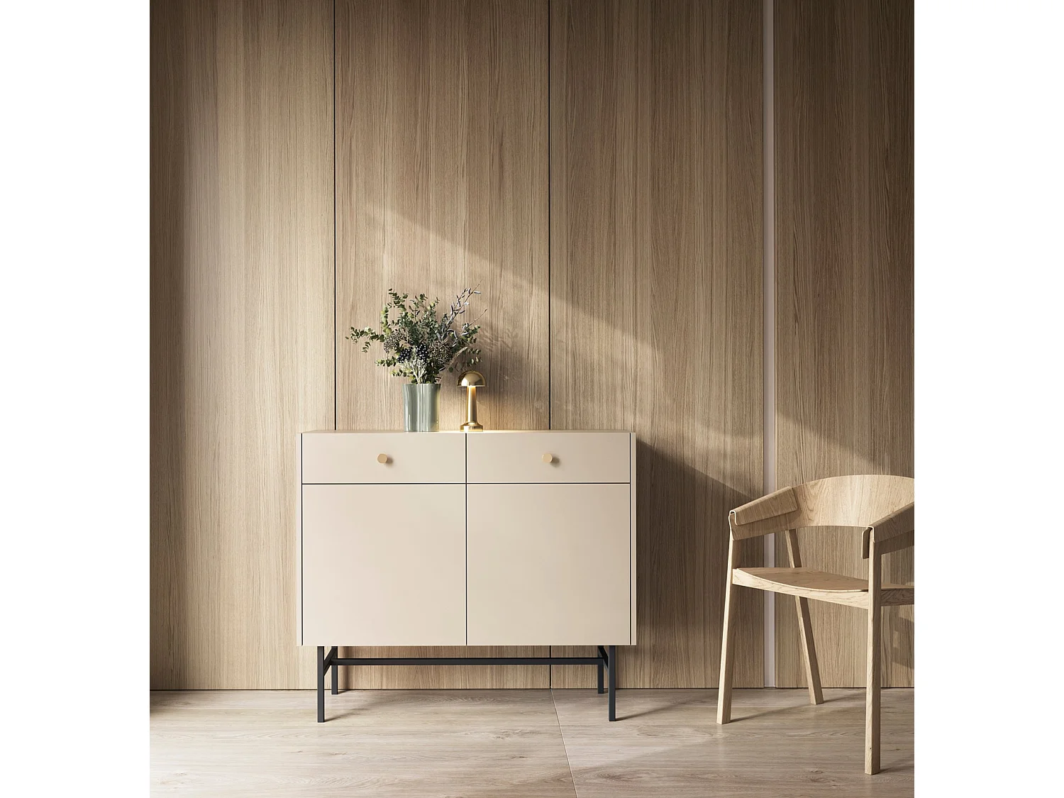 Dressoir 2 deuren - 2 laden - 104 cm - grijs - DIVENOS