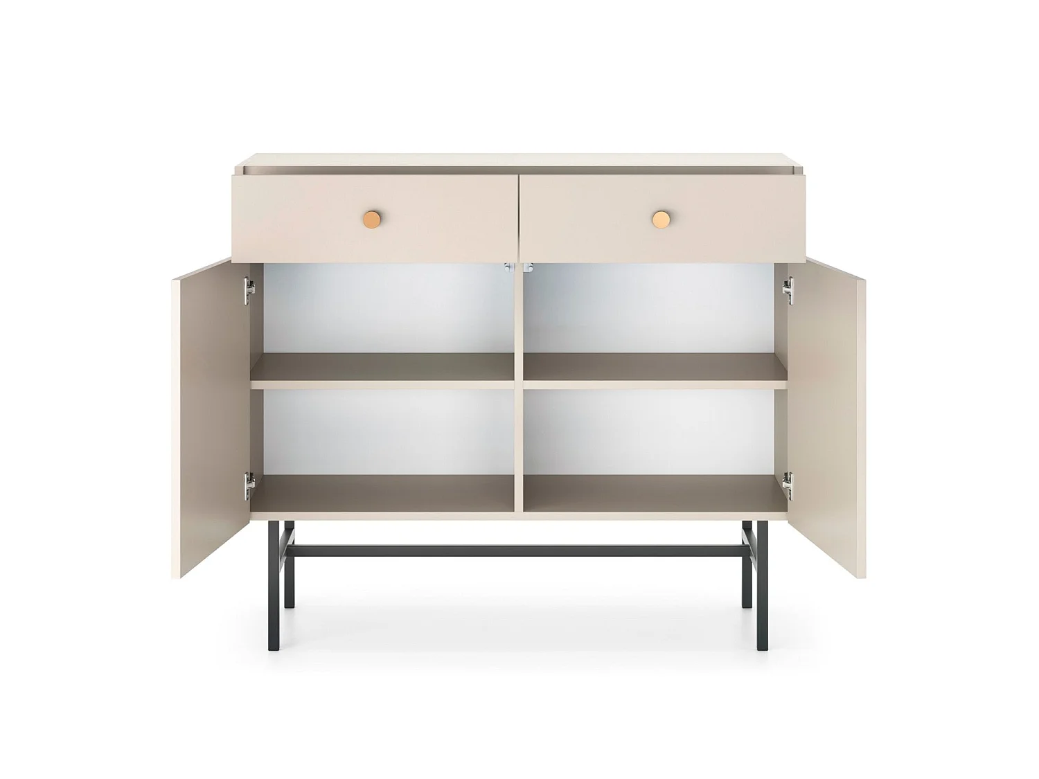 Buffet 2 portes - 2 tiroirs - 104 cm - grège - DIVENOS