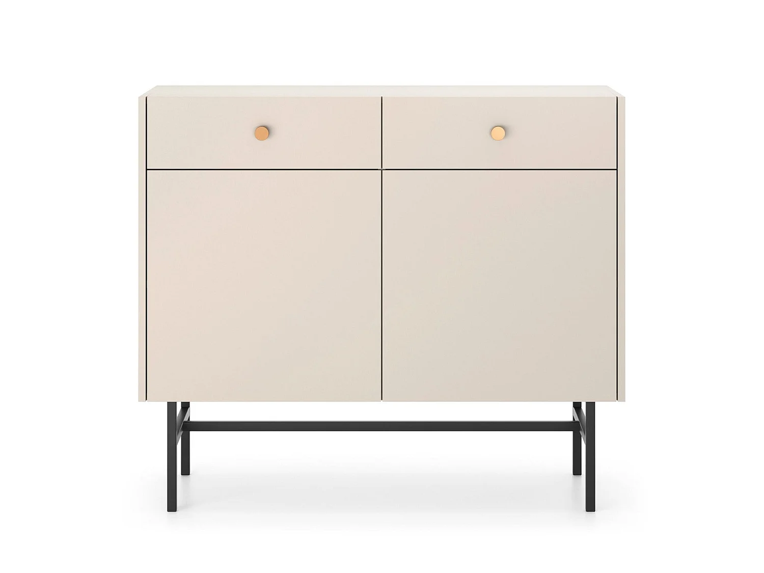 Buffet 2 portes - 2 tiroirs - 104 cm - grège - DIVENOS