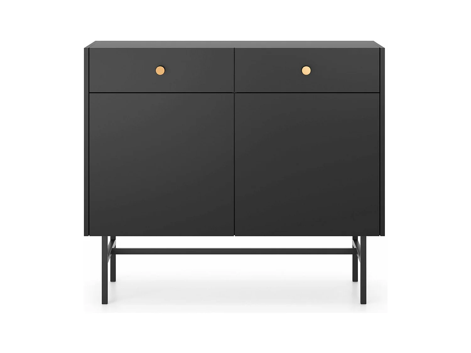Buffet 2 portes - 2 tiroirs - 104 cm - noir - DIVENOS