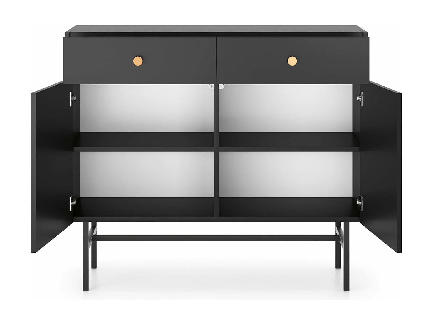 Buffet 2 portes - 2 tiroirs - 104 cm - noir - DIVENOS