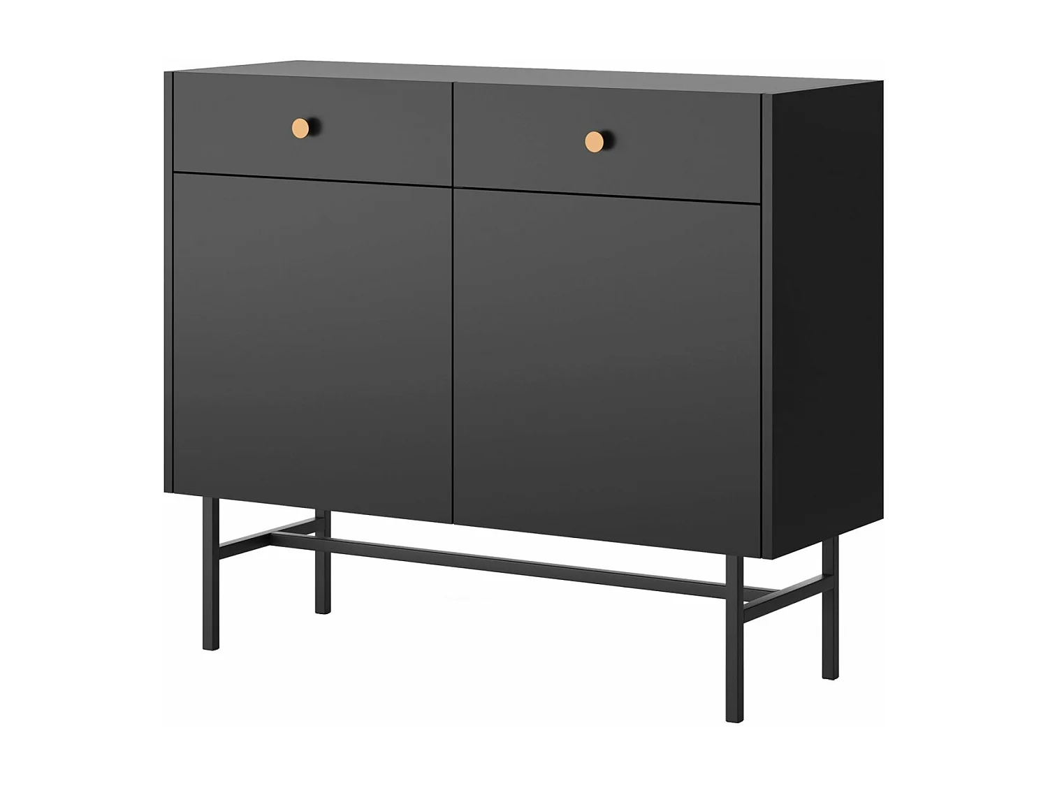 Buffet 2 portes - 2 tiroirs - 104 cm - noir - DIVENOS