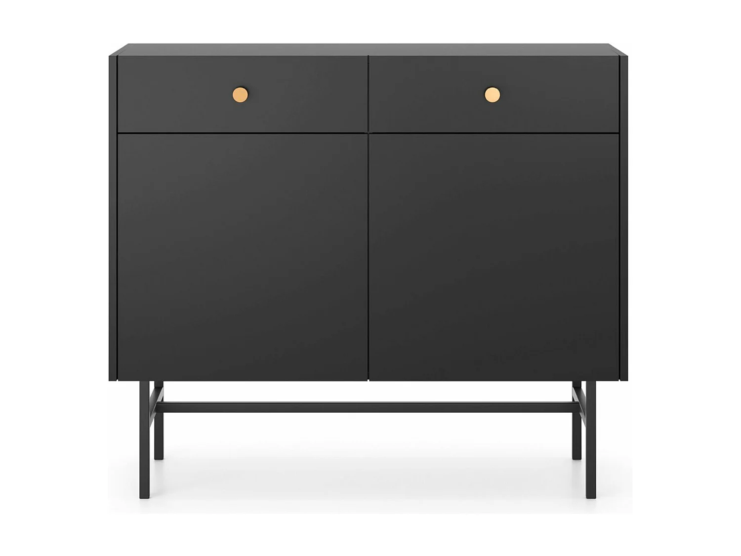 Buffet 2 portes - 2 tiroirs - 104 cm - noir - DIVENOS