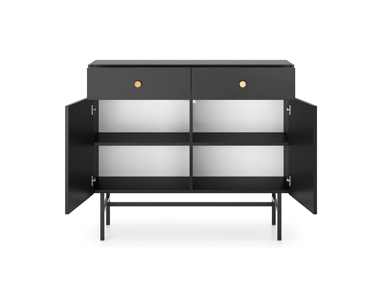Buffet 2 portes - 2 tiroirs - 104 cm - noir - DIVENOS