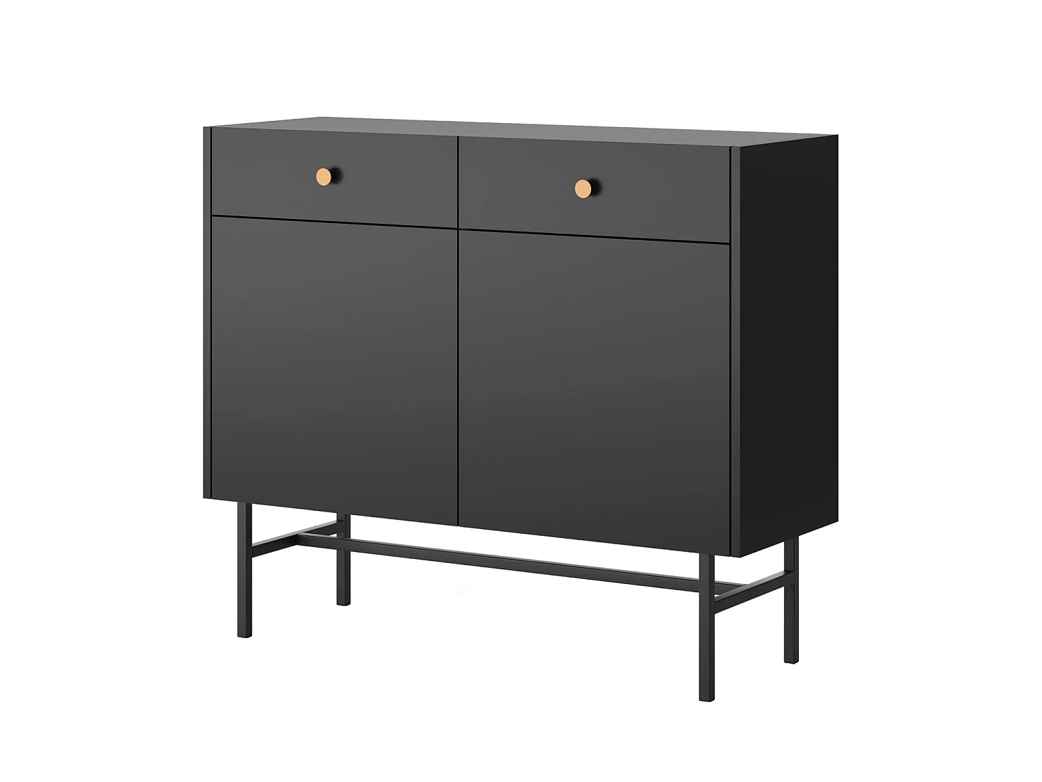 Buffet 2 portes - 2 tiroirs - 104 cm - noir - DIVENOS