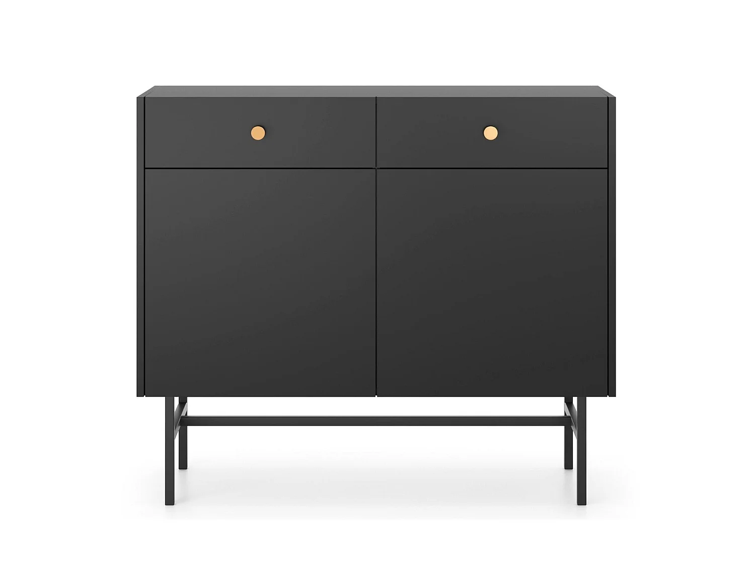 Buffet 2 portes - 2 tiroirs - 104 cm - noir - DIVENOS