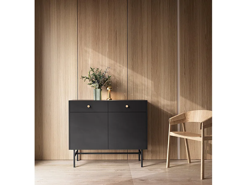 2-deurs dressoir - 2 lades - 104 cm - zwart - DIVENOS