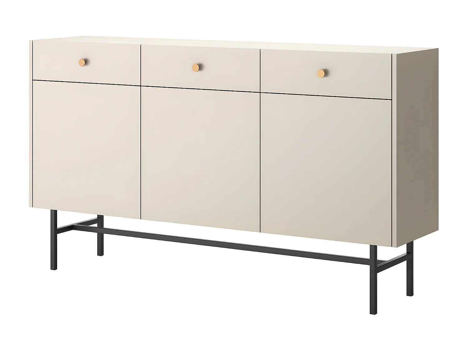 Buffet 3 portes - 3 tiroirs - 155 cm - grège - DIVENOS