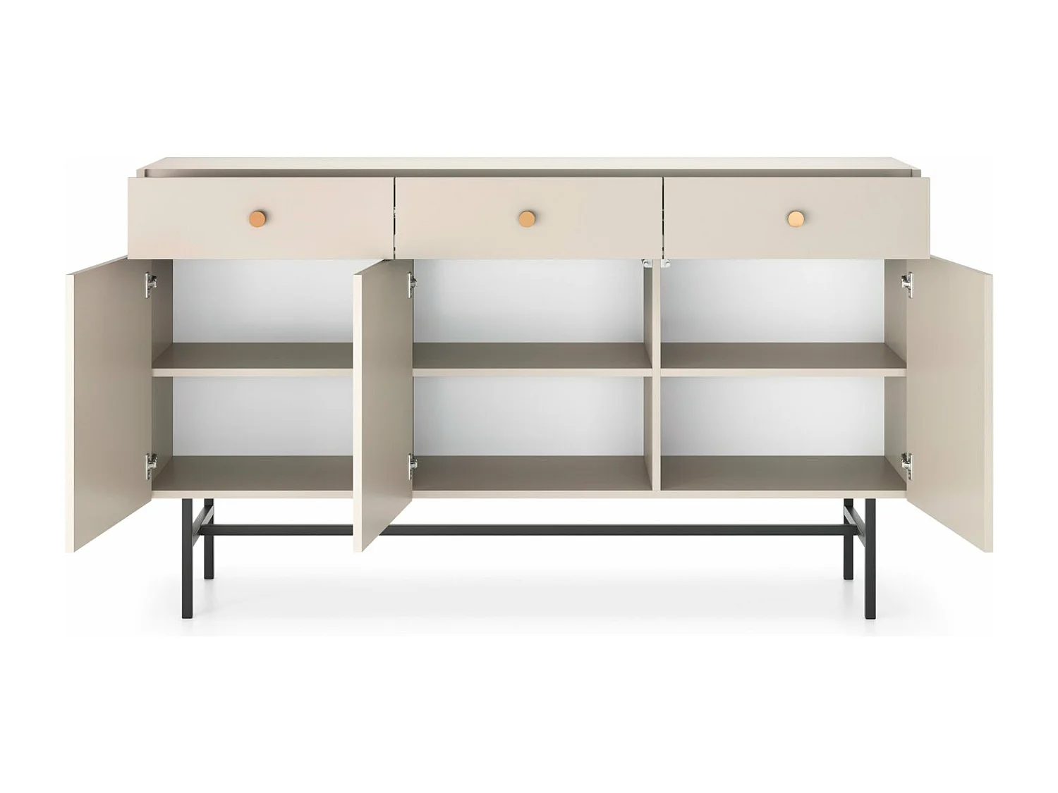 Buffet 3 portes - 3 tiroirs - 155 cm - grège - DIVENOS