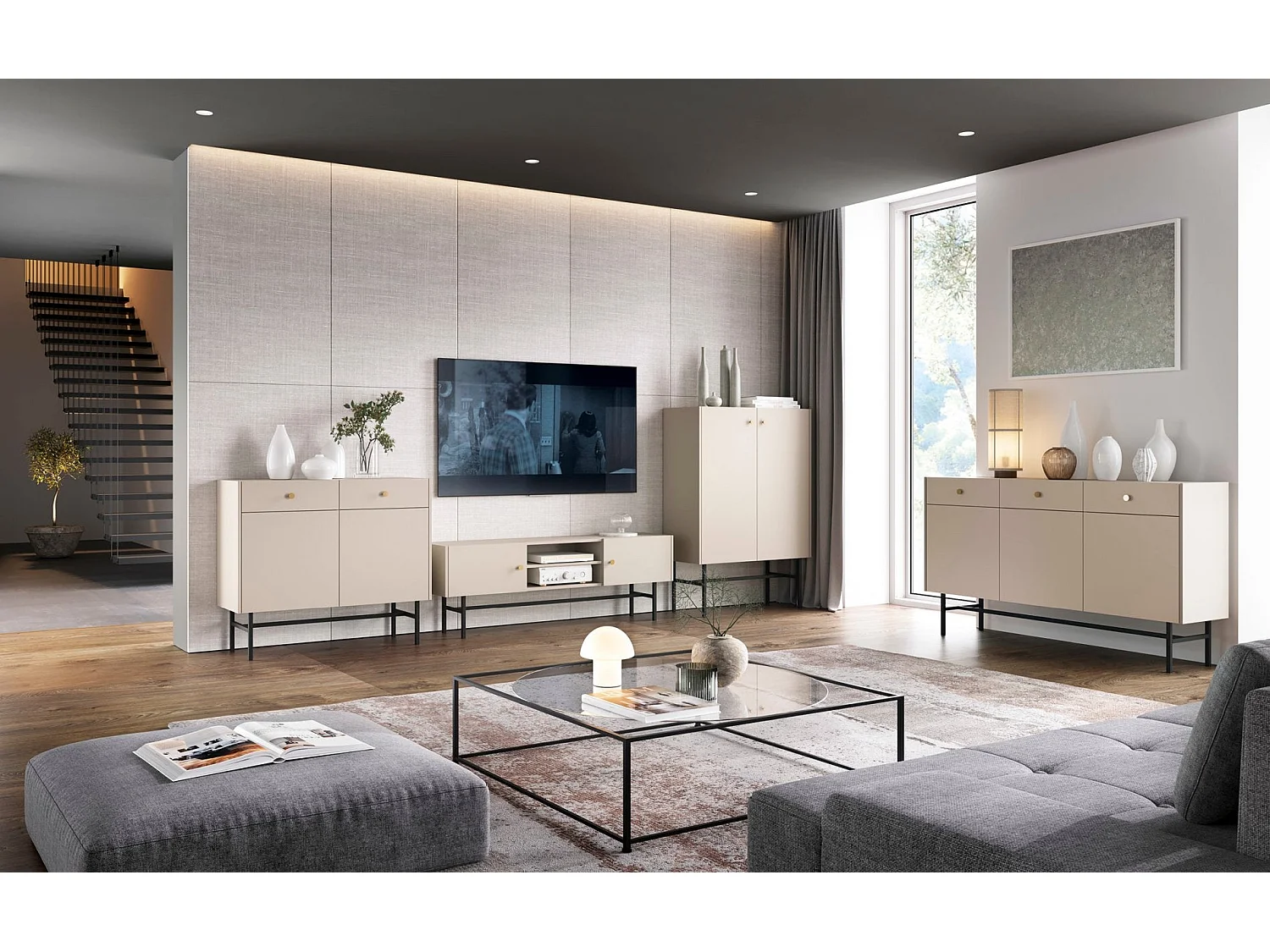 Sideboard 3-türig - Greige - 155 cm - DIVENOS