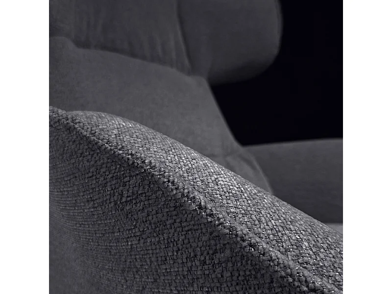 Fauteuil pivotant 360° en velours chiné gris et métal noir - ANTONIO