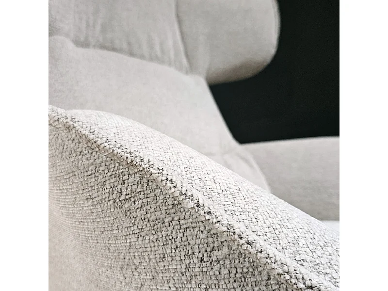 Fauteuil pivotant 360° en velours chiné écru et métal noir - ANTONIO