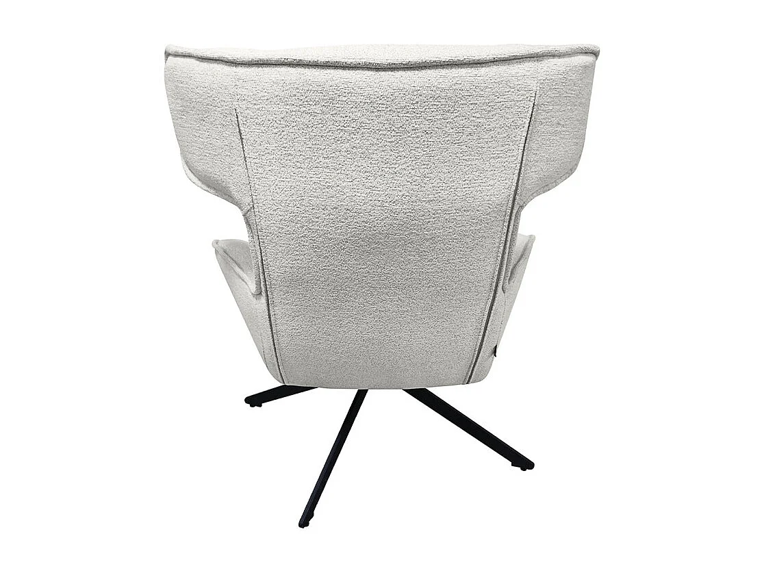 Fauteuil pivotant 360° en velours chiné écru et métal noir - ANTONIO