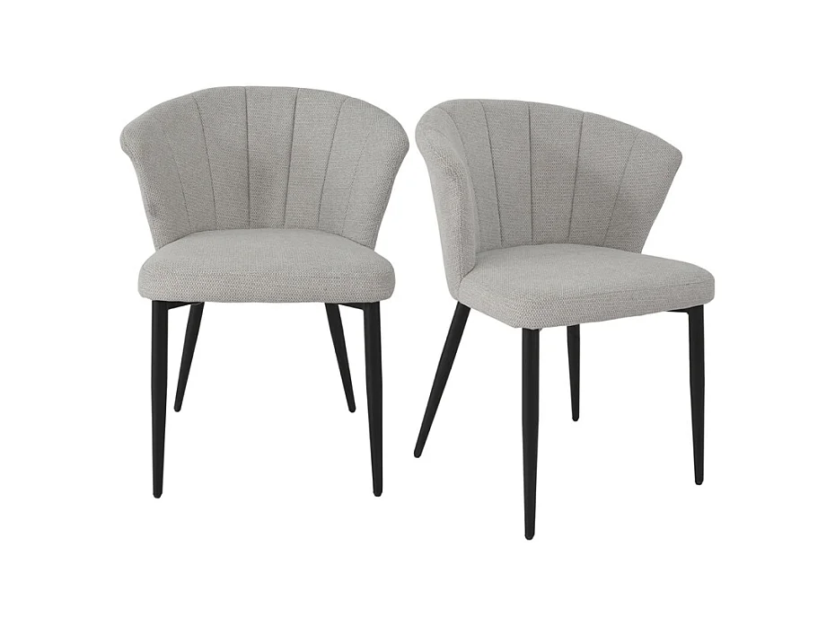 Lot 2 chaises repas en tissu gris clair et pieds métal noir – MONTREAL