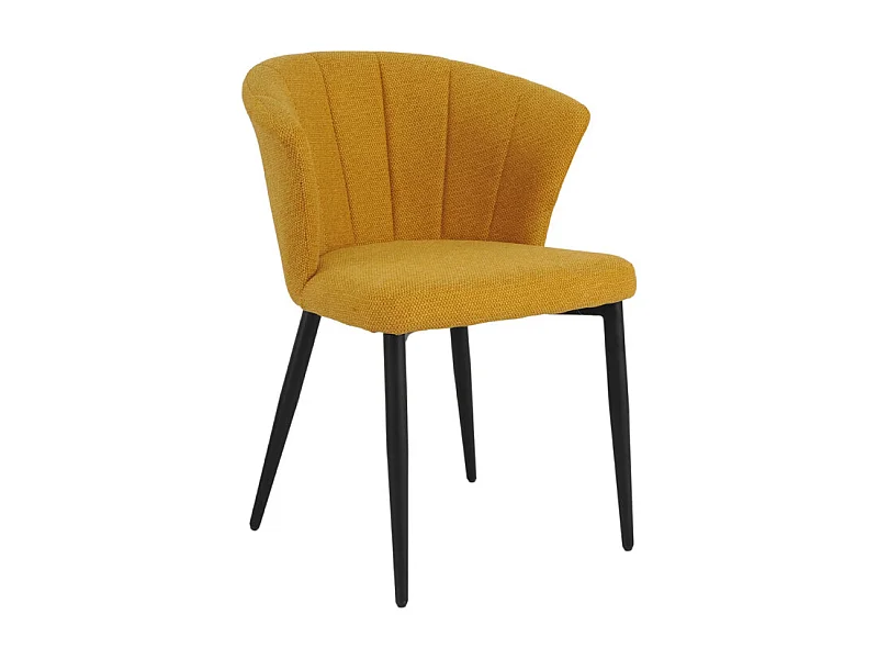 Chaise de repas en tissu jaune moutarde et pieds métal noir – MONTREAL